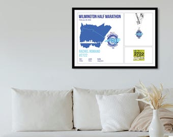 Impresión artística de mapa de carrera y medalla personalizadas / Regalo de maratón personalizado (descarga digital)