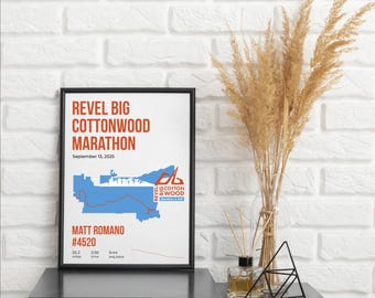 Póster personalizado del Maratón Revel Big Cottonwood / Impresión personalizada de dorsal, ritmo y tiempo / Descarga digital