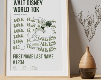Arte de Disney 10K / Póster de Run Disney / Impresión de fin de semana de maratón de Disney / Regalo para corredores / Recuerdo personalizado de la carrera / Descarga digital