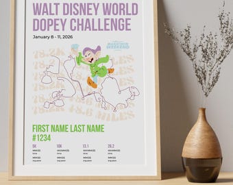 Arte del Desafío Disney Tontín / Póster de Run Disney / Impresión del fin de semana del maratón de Disney / Regalo para corredores / Recuerdo personalizado de la carrera / Descarga digital