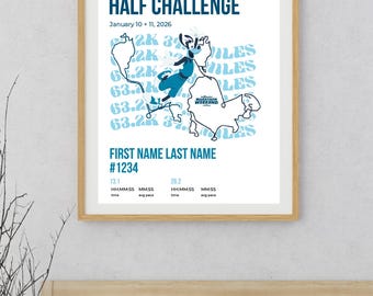 Arte del desafío de carrera de Disney Goofey / Póster de carrera / Impresión del fin de semana del maratón de Disney / Regalo para corredores / Recuerdo personalizado de la carrera / Descarga digital