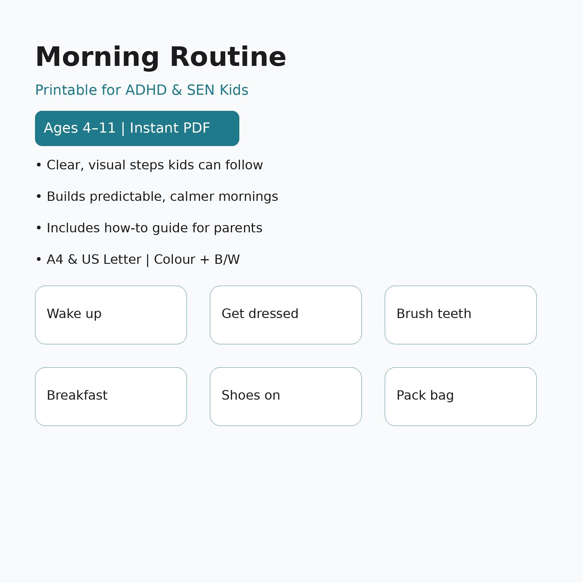 Visual Routune Chart Sen Morning Routine Chart for ADHD & SEN Children – Visual Routine ...