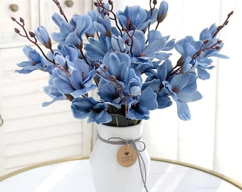 3D Silk Magnolia Branch Artificial Flower Stem for Wedding Home Vase Decor DIY Floral Arrangement Gift