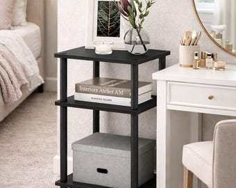 Modern 3-Tier Side Table Nightstand Compact Storage Shelf for Bedroom Living Room Small Spaces