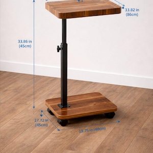Adjustable Rolling C-Shaped Side Table with Swivel Top for Sofa, Bed & Laptop Use