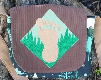 Small Bigfoot Print Messenger Bag