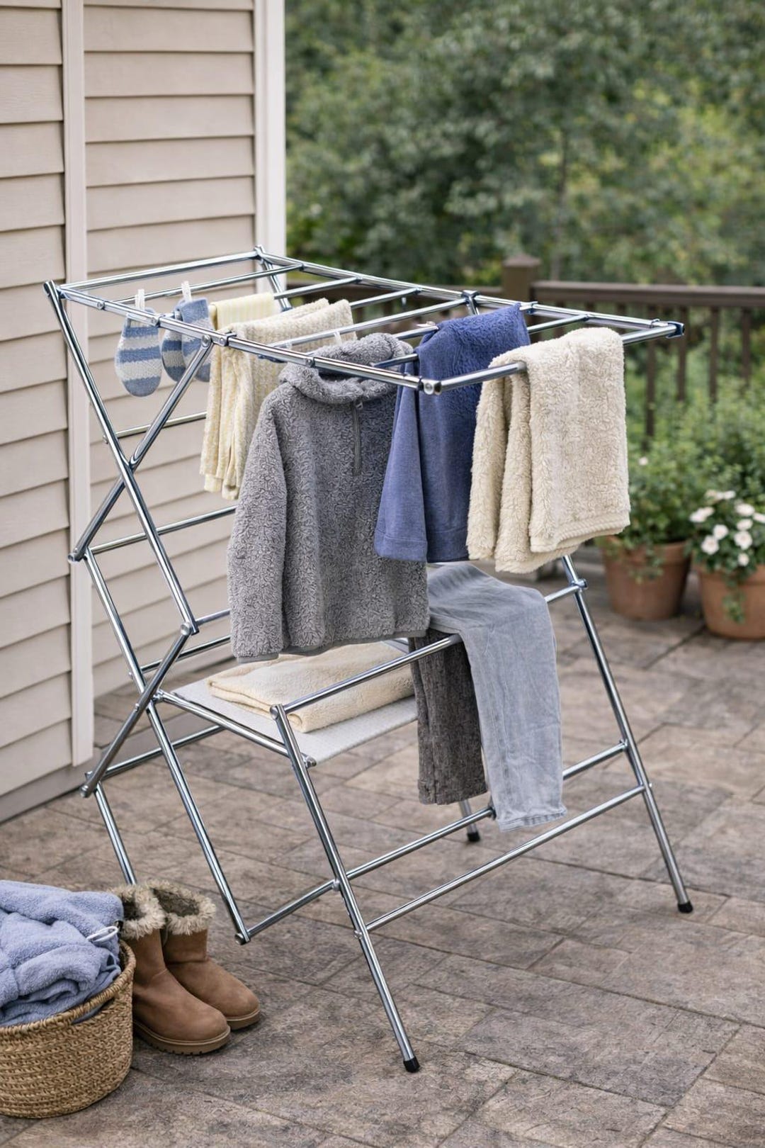 Foldable Chrome Clothes Drying Rack for Indoor Air Drying – Space ...