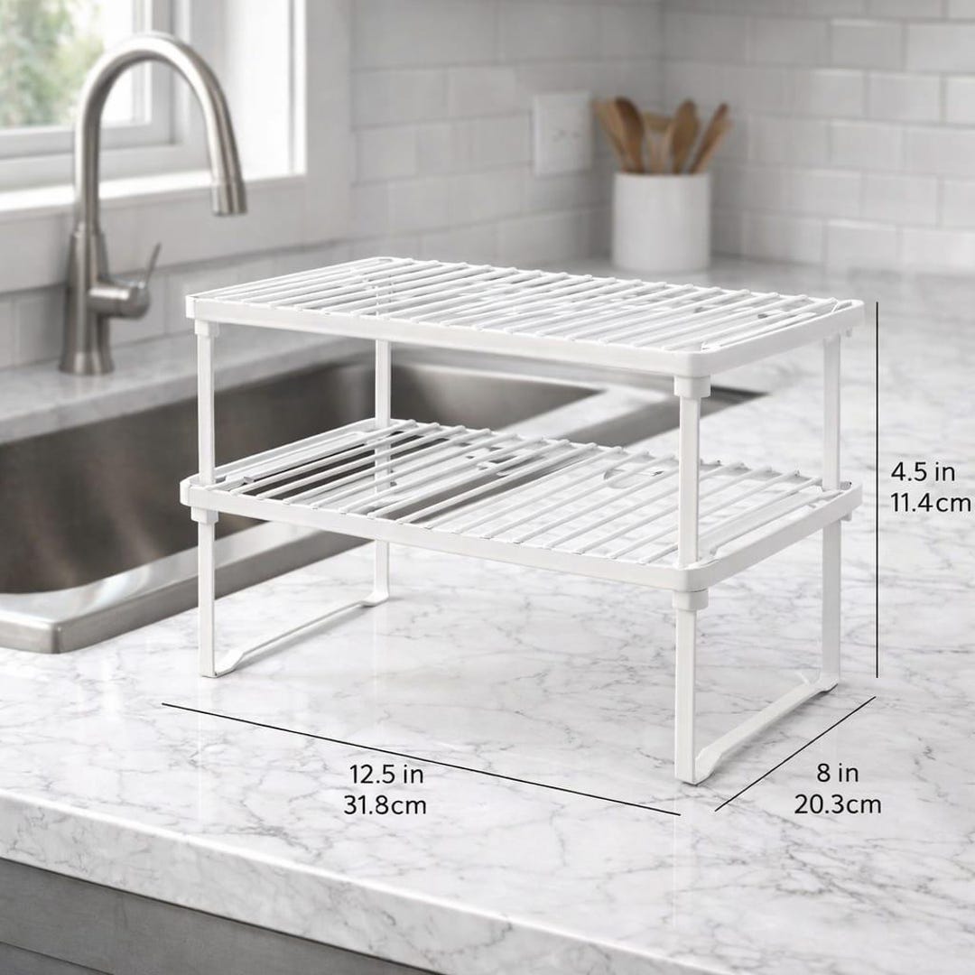Stackable Metal Wire Kitchen Rack - Countertop Cabinet Organizer, Set ...