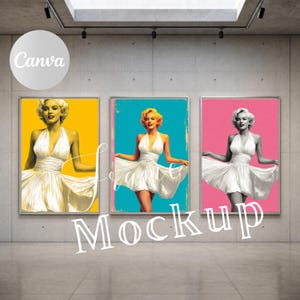 Galerie Triptychon Mockup Canva Minimal Museum Wand Kunst Vorlage