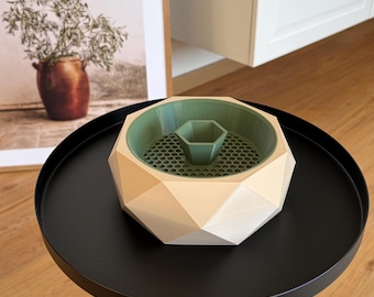 3D-gedruckte Nussschale mit Schalenfach | Snackschale mit integriertem Abfallbehälter | moderne Design Schale für Nüsse & Kerne