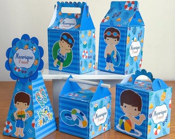 Cajas de regalo para fiestas en la piscina – Decoraciones de cumpleaños de verano – Cajas personalizadas para fiestas infantiles – Recuerdos para fiestas temáticas de playa – Juego de 25