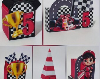 Race Car Party Favor Boxes – Set of 25 Personalized Treat Boxes | Racing Birthday Decorations | Formula Racing Theme | Handmade Party Favors