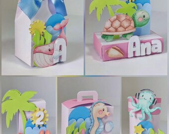 Under the Sea Party Favor Box Set – 25 Personalized Treat Boxes | Ocean Theme Birthday
