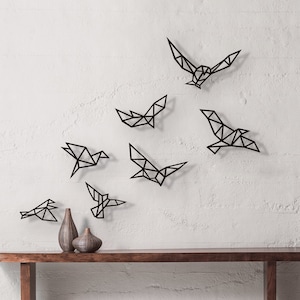 Geometric Birds Wall Art 54&quot; Wall Sculpture, Flock of Birds, Bird Flying Wall Art, Large Wall Decor, Abstract Minimalist Animals Wall Art