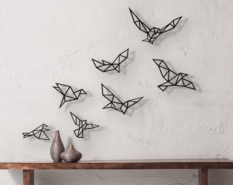 Geometric Birds Wall Art 54" Wall Sculpture, Flock of Birds, Bird Flying Wall Art, Large Wall Decor, Abstract Minimalist Animals Wall Art