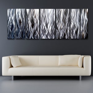Silver Wall Art Large Metal Wall Art Sculpture Modern Abstract Art Work &quot;Silver Flame&quot; by Brian M Jones Painting Contemporary Home Decor