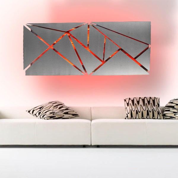 Metal Wall Art - Lighted Wall Art - Metal Wall Sculpture - Modern Wall Art - Geometric Wall Art - Abstract Art - LED Art - Contemporary Art