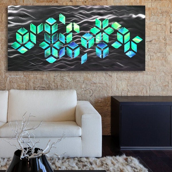 LED Lighted Metal Wall Art "Impulse" Color Changing Lighted Wall Art, Geometric Wall Art, Metal Wall Sculpture, Modern Wall Art, Abstract