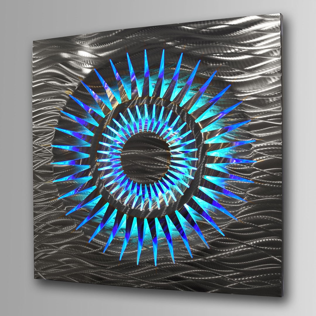 LED Wall Art Sculpture Lighted Modern Metal Geometric Abstract Light up