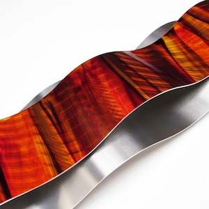 Red Metal Wall Art Metal Wall Sculpture &quot;Rythmic Curves&quot; by Brian M Jones Modern Abstract Paintings Modern Home Decor Red Cascade