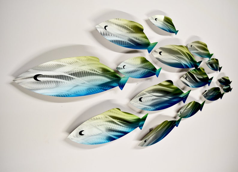 XL Metal School of Fish Sculpture Wall Art Shoal Nautical Etsy