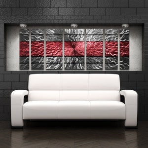 Large Metal Wall Art Panels Contemporary Red Modern Art Work Metal Wall Sculpture Painting Home Decor &quot;Cosmic Energy&quot; by Brian M Jones