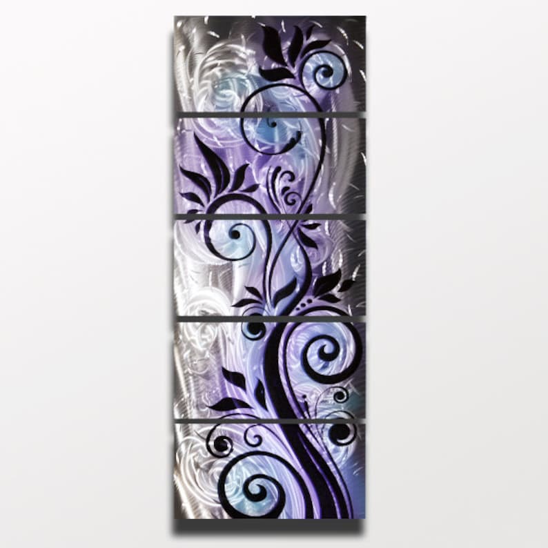 Purple Metal Wall Art Panels Silver Wall Art Modern Abstract - Etsy