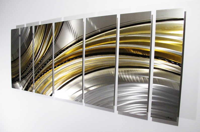 Large Metal Wall Sculpture Art Panels Vortex By Brian M Jones Modern Abstract Work Painting Contemporary Home Decor Gold