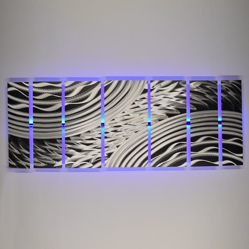 Lighted Metal Wall Art LED Metal Wall Sculpture Silver Wall Etsy