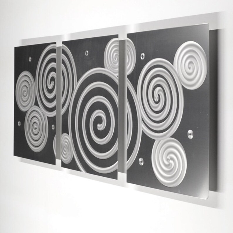 Silver Wall Art Large Metal Wall Art Panels Modern Abstract | Etsy