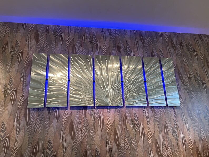 Image showcasing Large Abstract Metal Wall Art: Color Changing LED Sculpture - Etsy