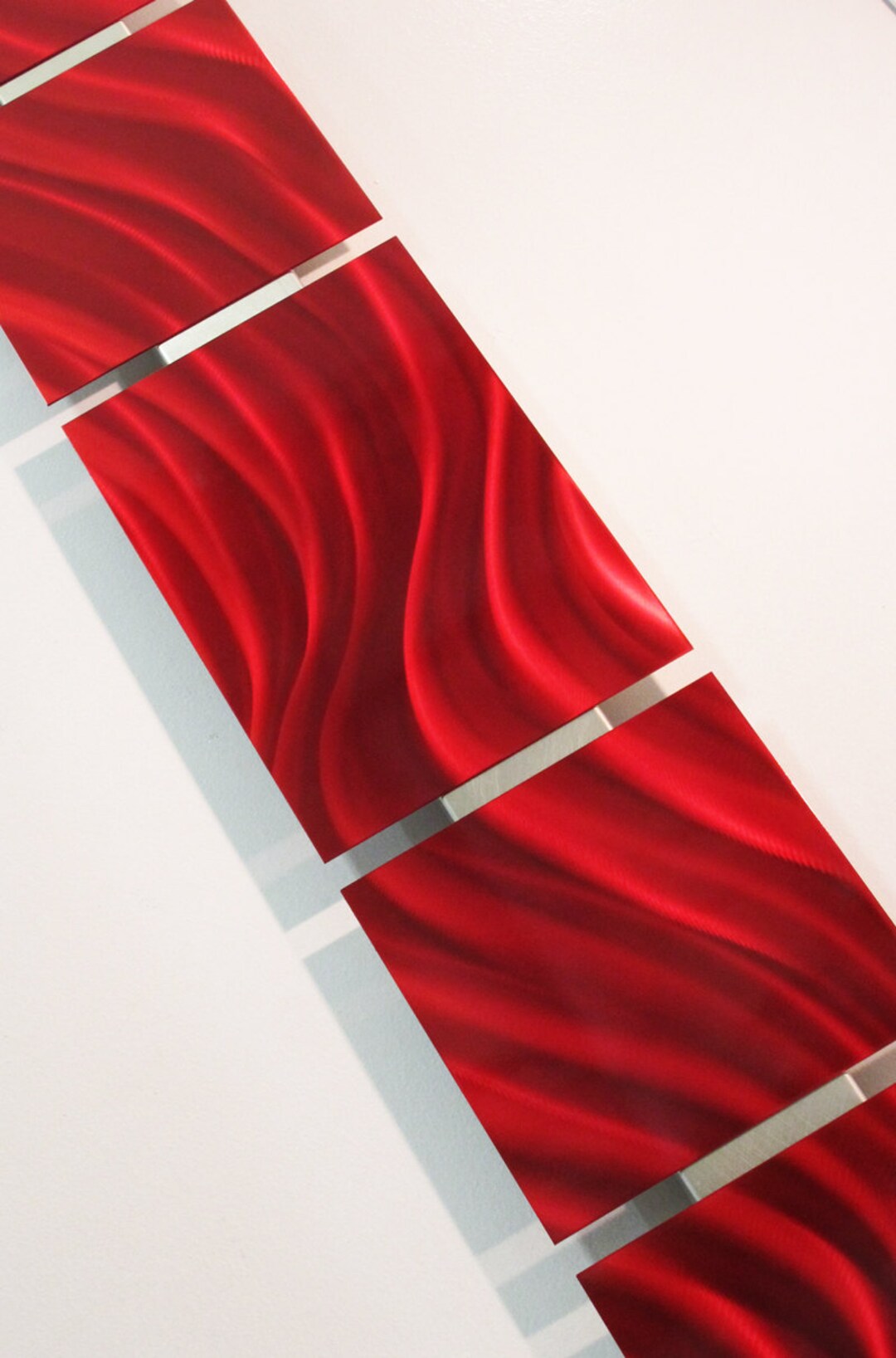 Red Metal Wall Art Aluminum Sculpture Metal Panels Artwork red Satin 44