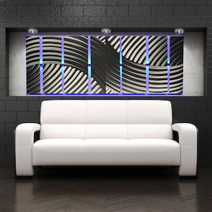 Lighted Metal Wall Art - LED Metal Wall Sculpture - Color Changing Wall Art -  Modern Abstract Wall Art - Silver Wall Art - Unique Painting