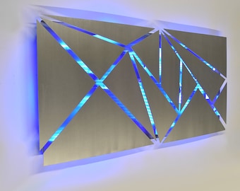 Metal Wall Art - Lighted Wall Art - Metal Wall Sculpture - Modern Wall Art - Geometric Wall Art - Abstract Art - LED Art - Contemporary Art