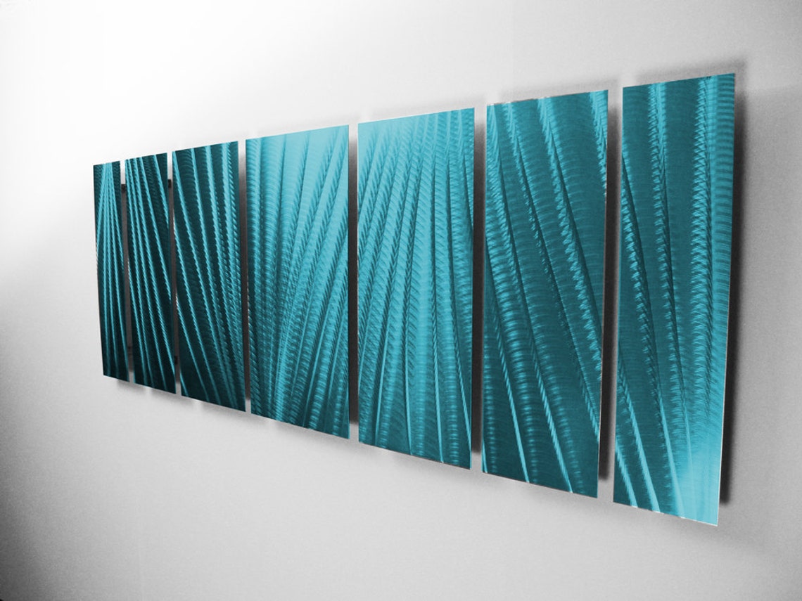 Abstract Wall Art Panels Large Artwork Turquoise Ocean Etsy