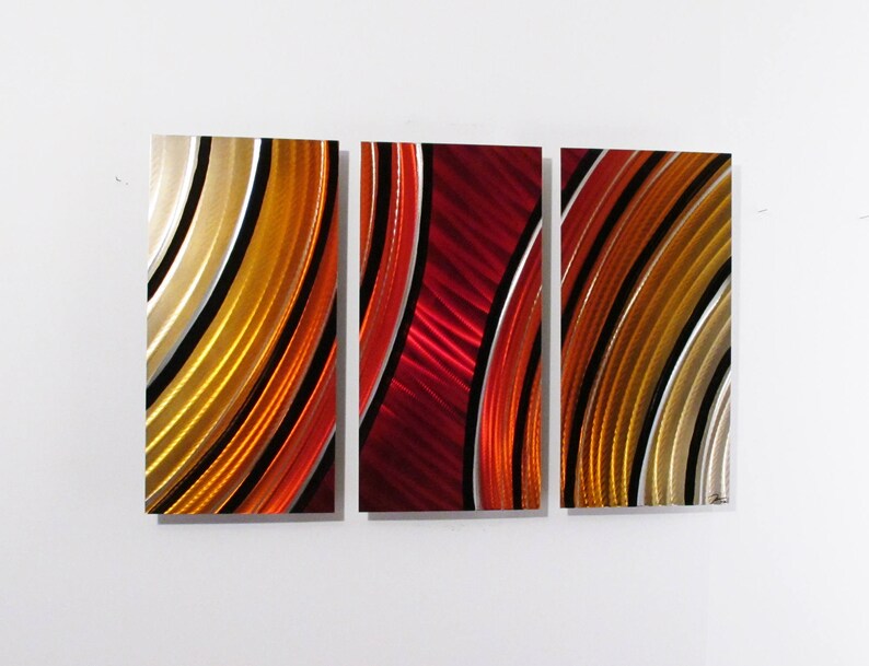 thumbnail image 2 of Original Modern Abstract Metal Wall Art – Green Aluminum Alloy – Signed – 26x14 Inches 2 of 6