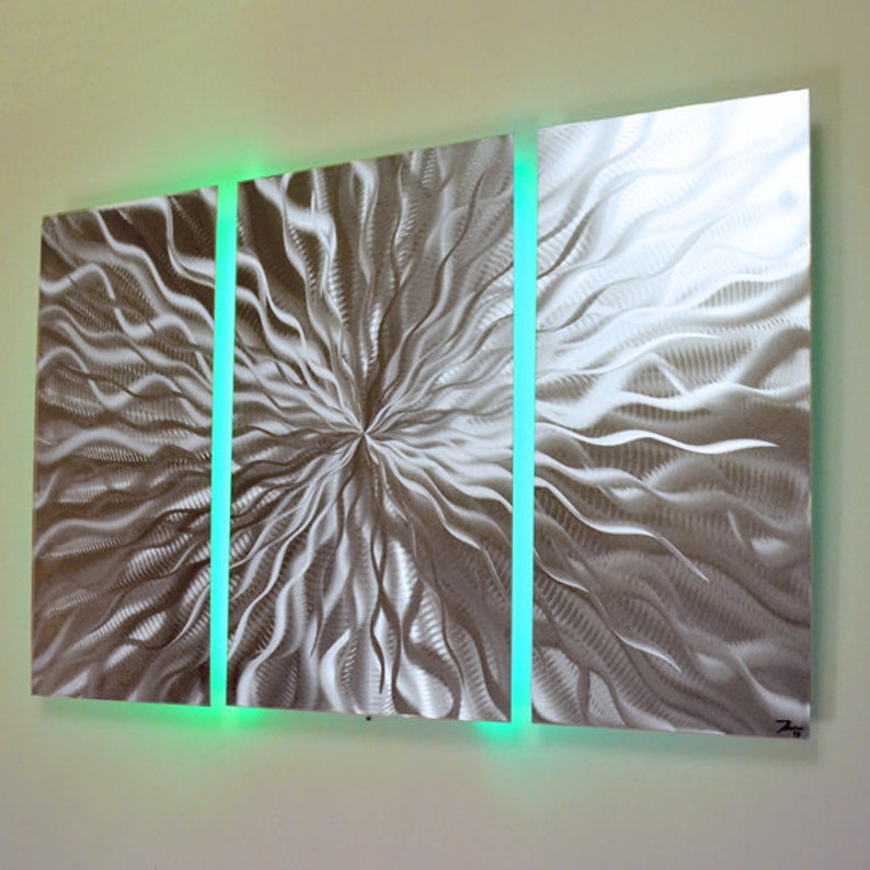 Lighted Wall Art Metal Sculpture Modern Geometric Abstract Led Contemporary