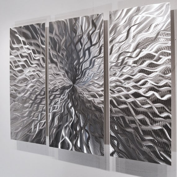 Silver Wall Art Panels Metal Aluminum Art Sculpture Large Contemporary Home  Decor cosmic Energy DV8 Studio Modern Abstract Home Decor 