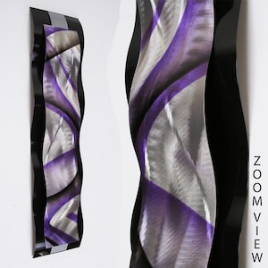 Metal Wall Art Curved Art Wall Sculpture Abstract Metal Art Purple &quot;Rythmic Curves&quot; by Brian M Jones Modern Paintings & Decor