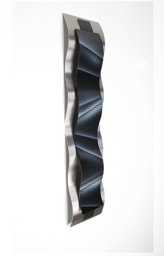 Metal Wall Art Curved Wall Art Sculpture Black And White Etsy