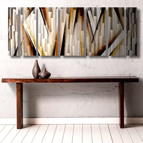 Metal Wall Art: Modern Abstract Sculpture, "Vanishing Point" by Brian M Jones