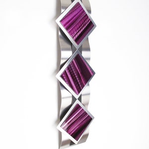 Purple Metal Wall Art Silver Metal Wall Sculpture &quot;Mystic Reflections&quot; by Brian M Jones Modern Paintings Contemporary Decor Diamond Art