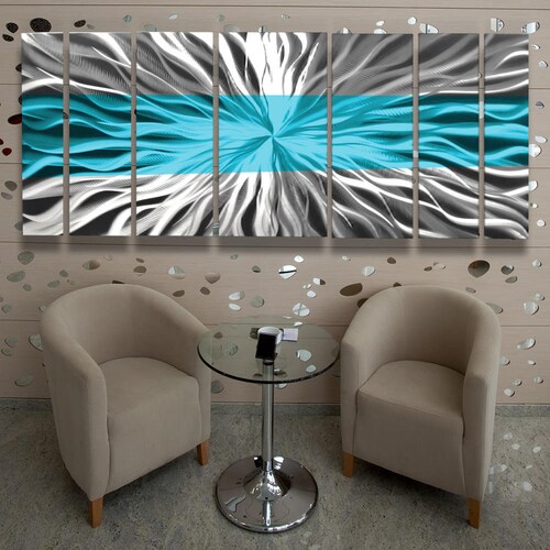 Aqua Infinity Metal Wall Art: Turquoise Blue Green Modern Sculpture