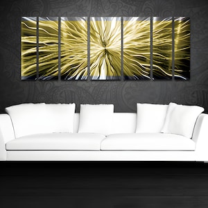 Large Gold Metal Wall Art: Contemporary "Cosmic Energy" Sculpture (66x24)