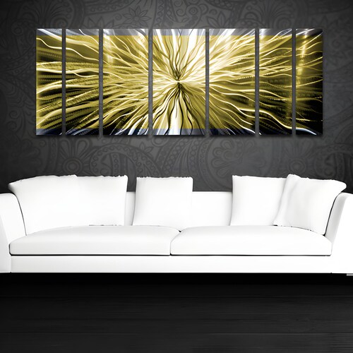 Großes Metall Wandbild: Moderne Skulptur ""Kosmische Energie"" (66x24)"