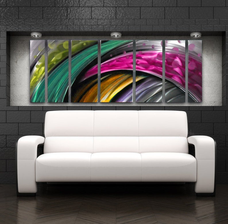 Large Pink Metal Wall Art Sculpture Green Modern Art Work Etsy