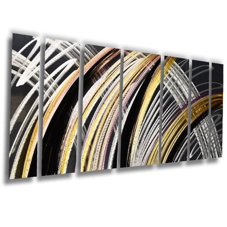Contemporary Metal Wall Art Panels By Brian M Jones Modern Abstract Silver Work Gold Black Home Decor Painting Solar Flare