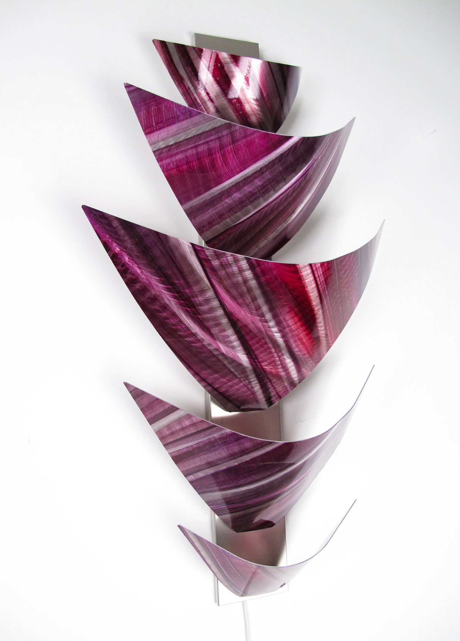 Metal Wall Sculpture Pink Metal Wall Art Accent Lamp LED Etsy