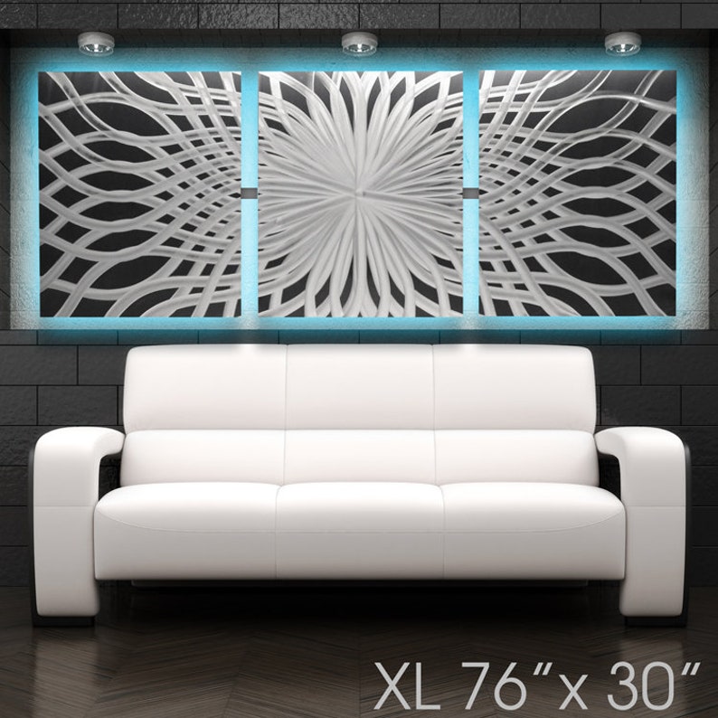 LED Silver Wall Las Vegas Mall Art Large Lowest price challenge Metal Panels Modern Abstract