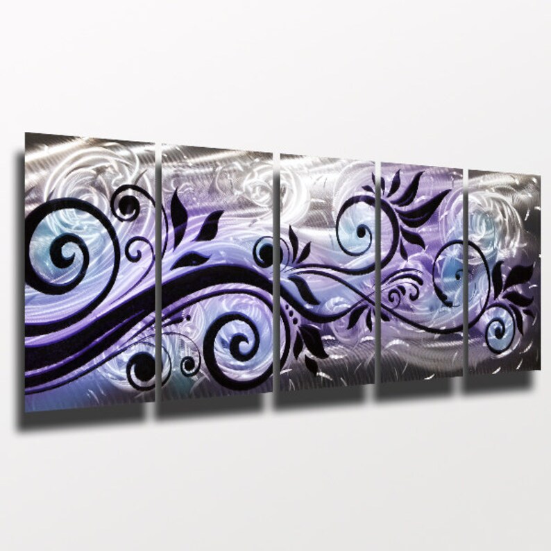 Purple Metal Wall Art Panels Silver Wall Art Modern Abstract - Etsy